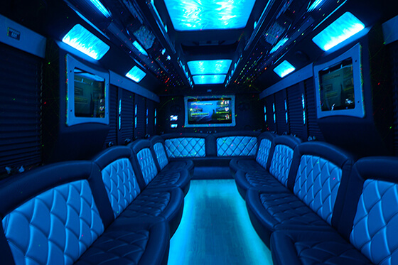 Ohio, Canton limo bus rental with plush seating