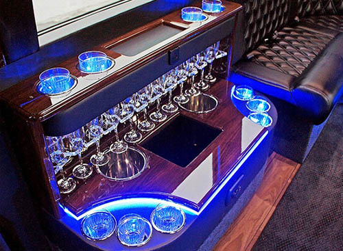 Sprinter van rental with built-in bar
